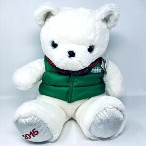 VTG Russ Jingle Bear Christmas Holiday Teddy Bear White Stuffed Toy 2015 #38548